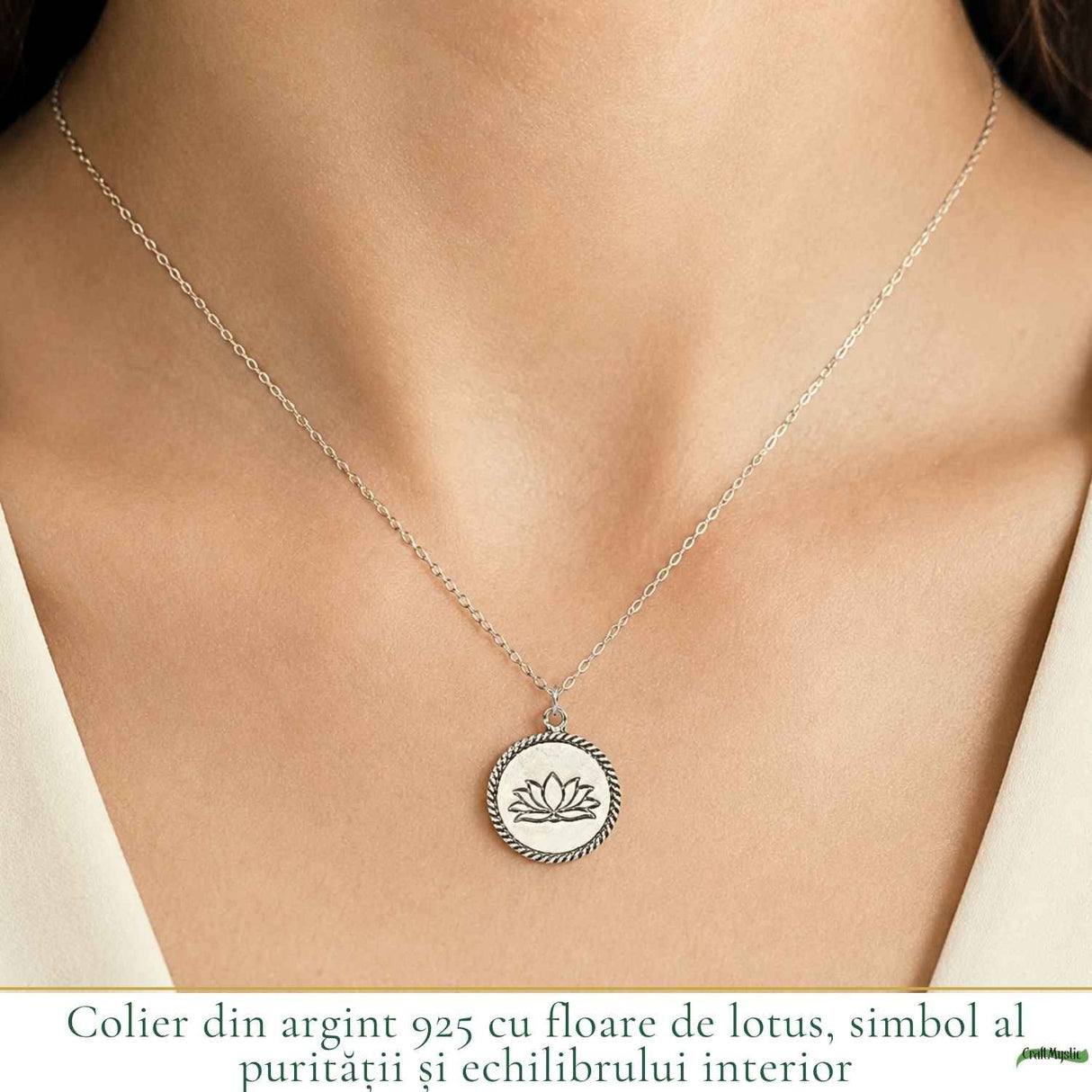 Colier Floare de Lotus din Argint 925 – Echilibru Interior si Renastere Spirituala