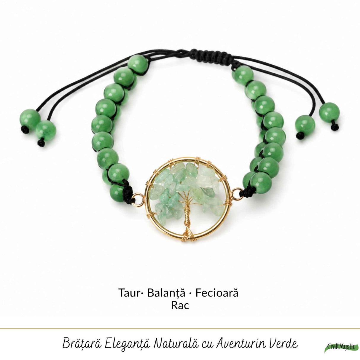 Bratara cu Aventurin Verde si Arborele Vietii – Prosperitate, Armonie si Noroc