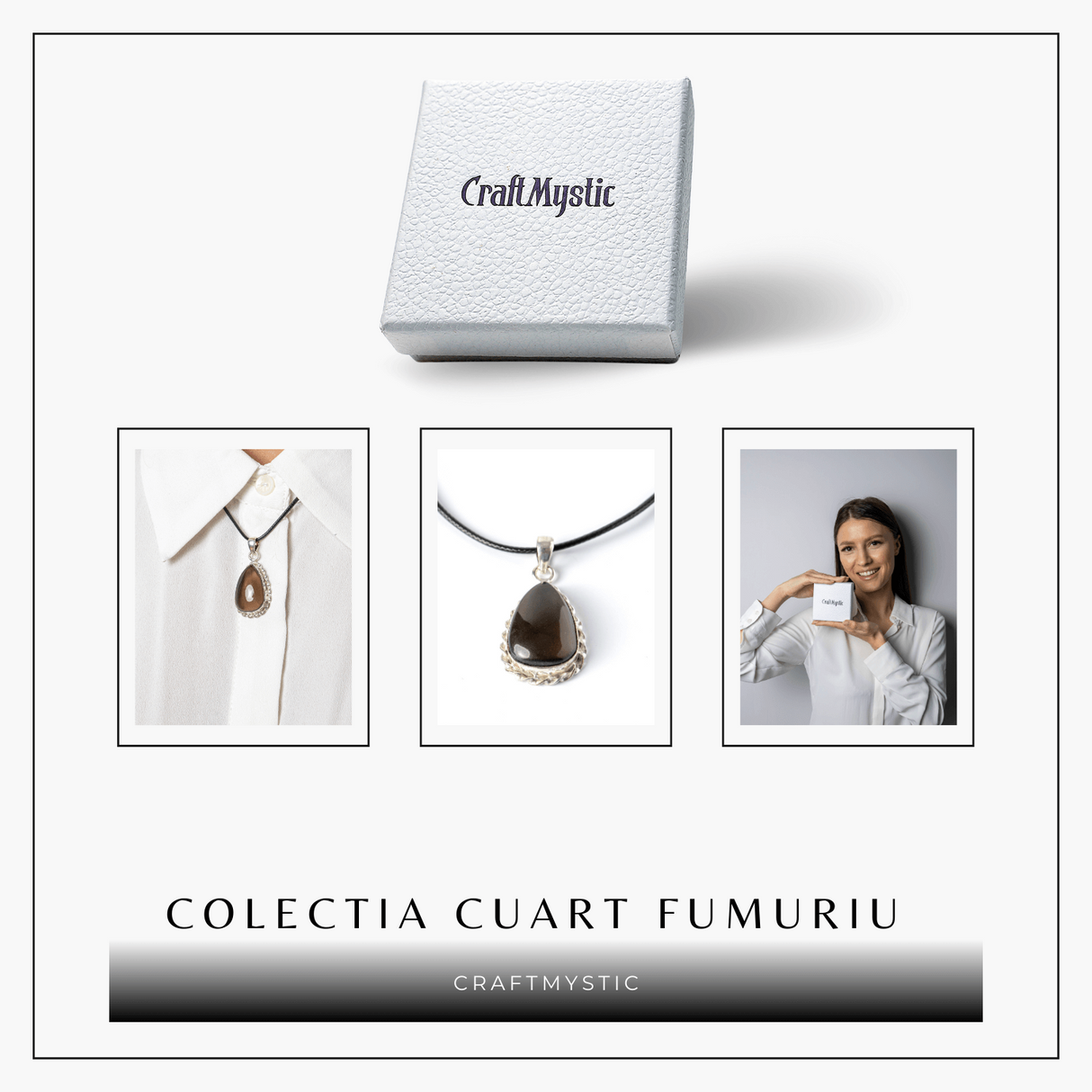 Colier cu Cuart Fumuriu Natural in Forma de Lacrima - Protectie si Echilibru Emotional