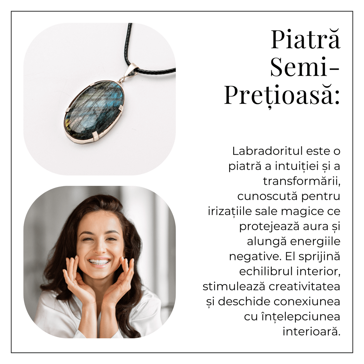 Colier cu Labradorit Oval - Stralucire Mistica si Protectie Energetica