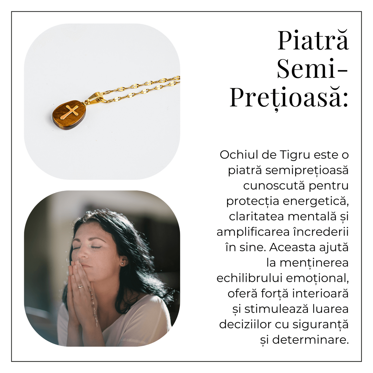 Bijuterie cu Energie si Credinta - Ochi de Tigru si Cruce