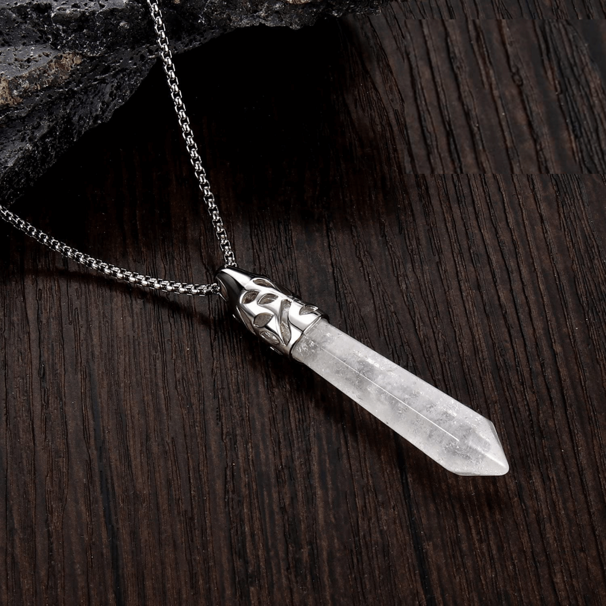Hexagonal Clear Quartz Crystal Pendant Necklace - A powerful and protective stone, it releases stress and calms emotions
