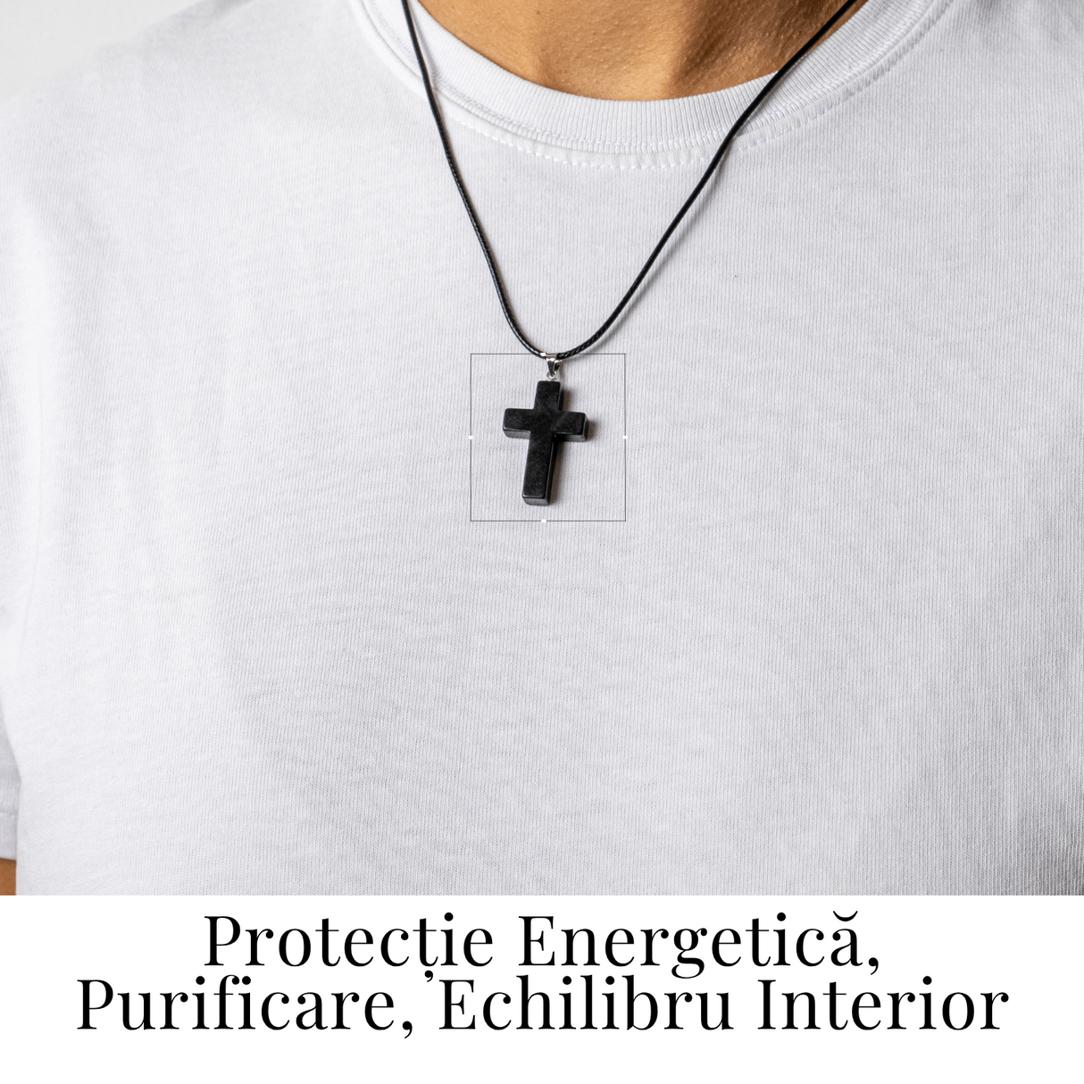 Colier cu Pandantiv Cruce din Shungit Natural - Protectie Energetica si Liniste Interioara