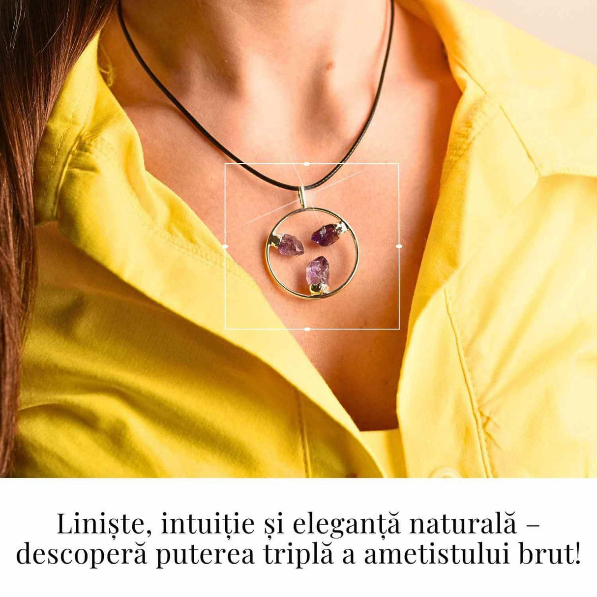 Colier cu pandantiv rotund si 3 pietre varf Ametist - Claritate si Eleganta Naturala