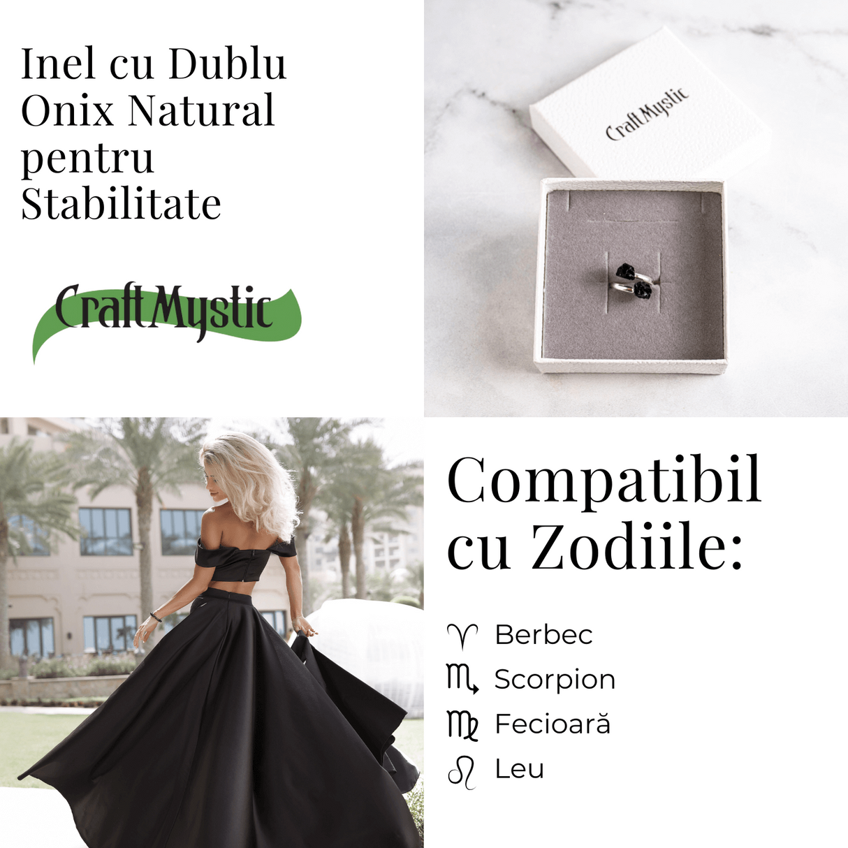 Simplitate cu vibratie puternica - Inel din dublu onix natural