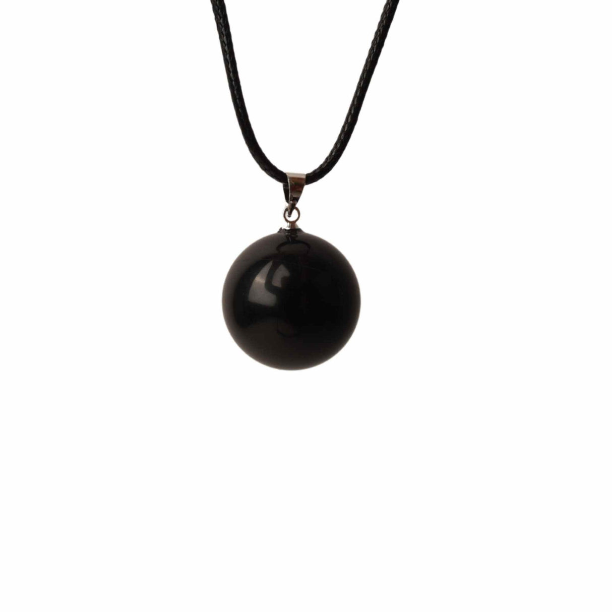 Colier cu piatra semipretioasa rotunda Obsidian - pandantiv din pietre pretioase naturale mixte 7 Chakre - Copie