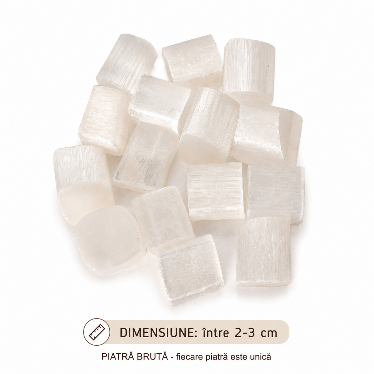 Pietre de Selenit Natural 2-3 cm – Purificare Energetica si Claritate Interioara