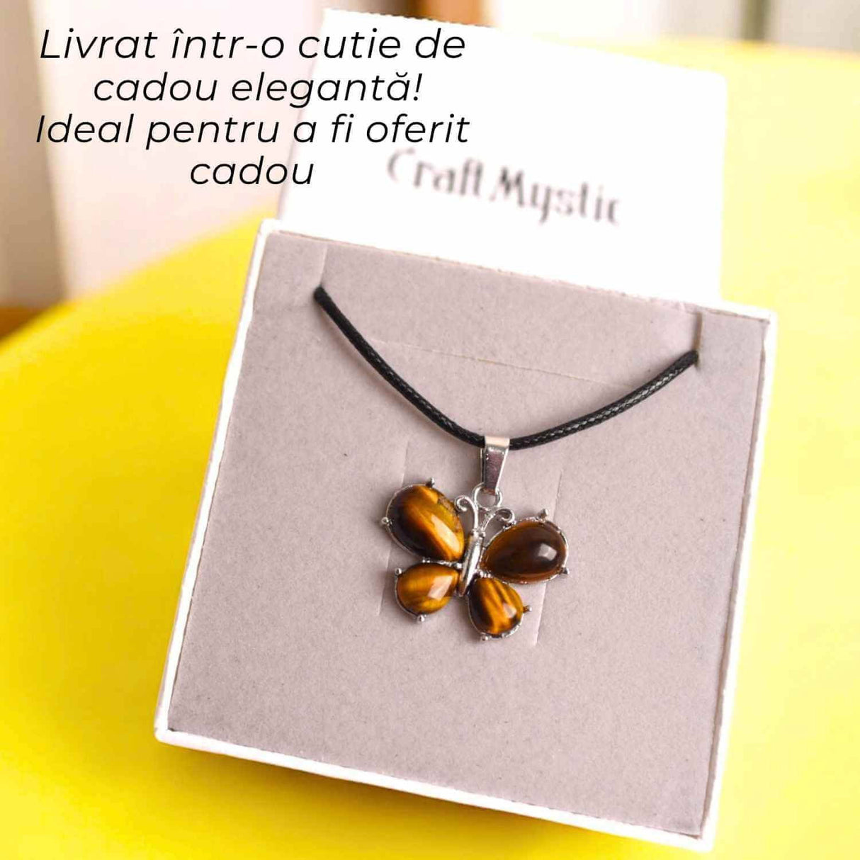 Colier ajustabil fluture cu Ochi de tigru - Protectie si Eleganta
