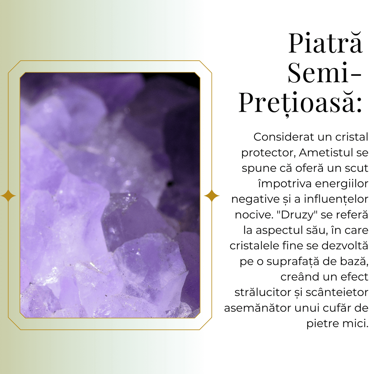 Colier argintiu cu ametist druzy - Claritate si Vindecare
