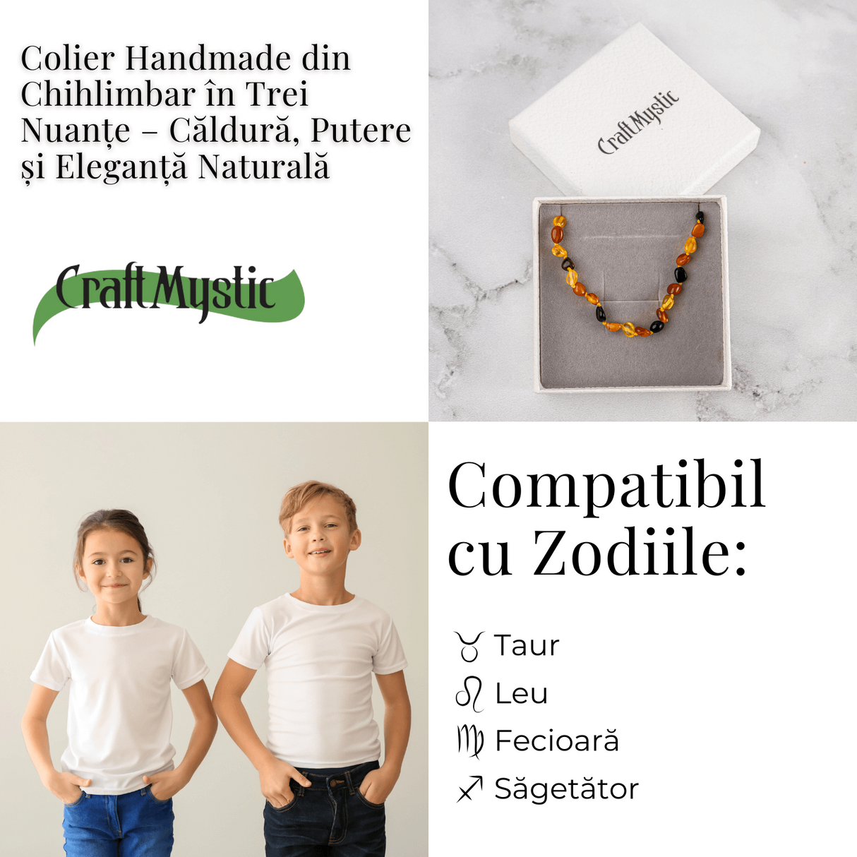 Colier Natural din Chihlimbar Multicolor - Galben si Maro Rosiatic pentru Protectie, Energie si Echilibru