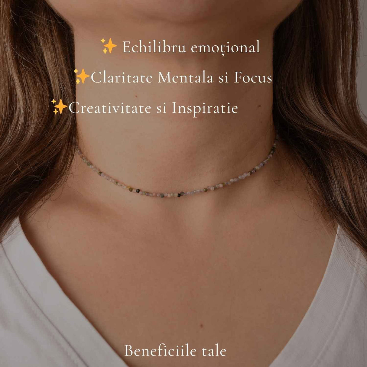 Colier Fin la Baza Gatului Tip Choker cu Turmalina Multicolora Fatetata 2 mm – Armonie si Eleganta Naturala