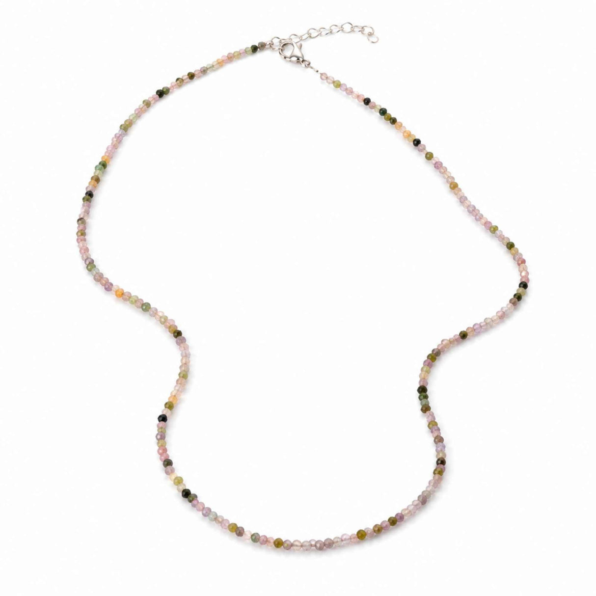 Colier Fin la Baza Gatului Tip Choker cu Turmalina Multicolora Fatetata 2 mm – Armonie si Eleganta Naturala