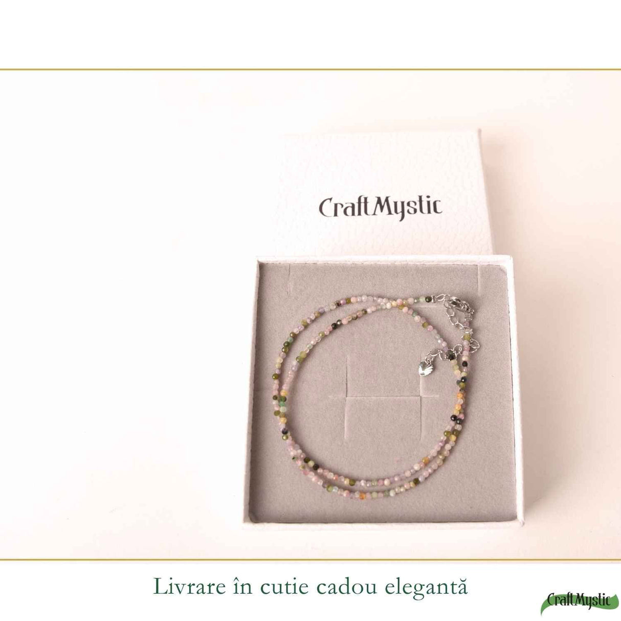 Colier Fin la Baza Gatului Tip Choker cu Turmalina Multicolora Fatetata 2 mm – Armonie si Eleganta Naturala