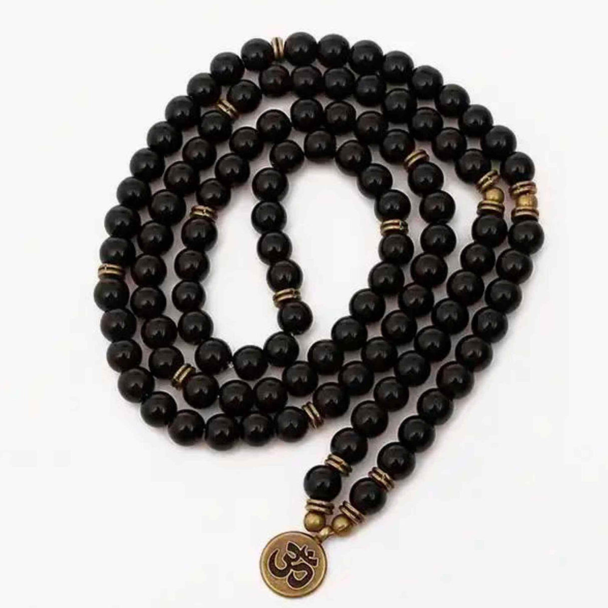Dubla utilizare Bratara/Colier Mala cu 108 Margele de Obsidian Negru, Bijuterie pentru Meditatie si Yoga