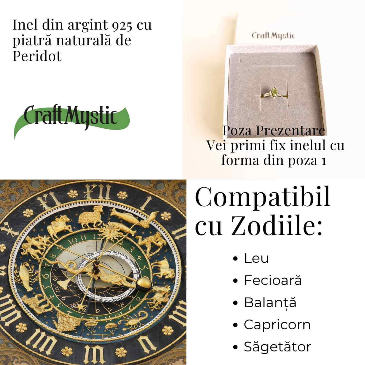 Inel argint 925 cu Peridot natural dreptunghiular/patrat - Energie si Prosperitate