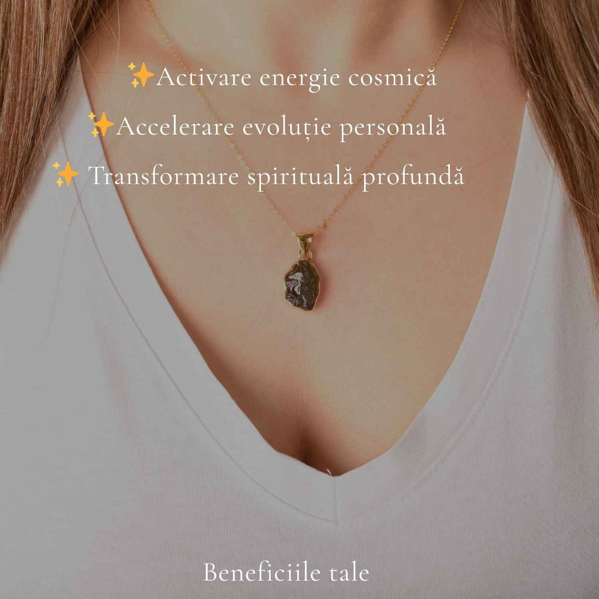 Colier Moldavit Brut Neuniform Argint 925 Placat cu Aur de 18k – Claritate si Transformare Interioara
