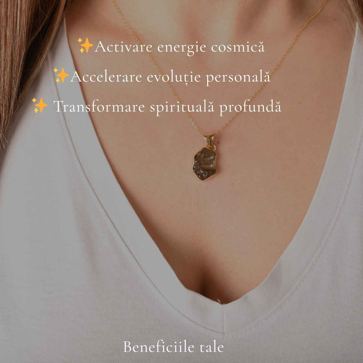 Colier Moldavit Brut Neuniform Argint 925 Placat cu Aur – Claritate si Energie Interioara
