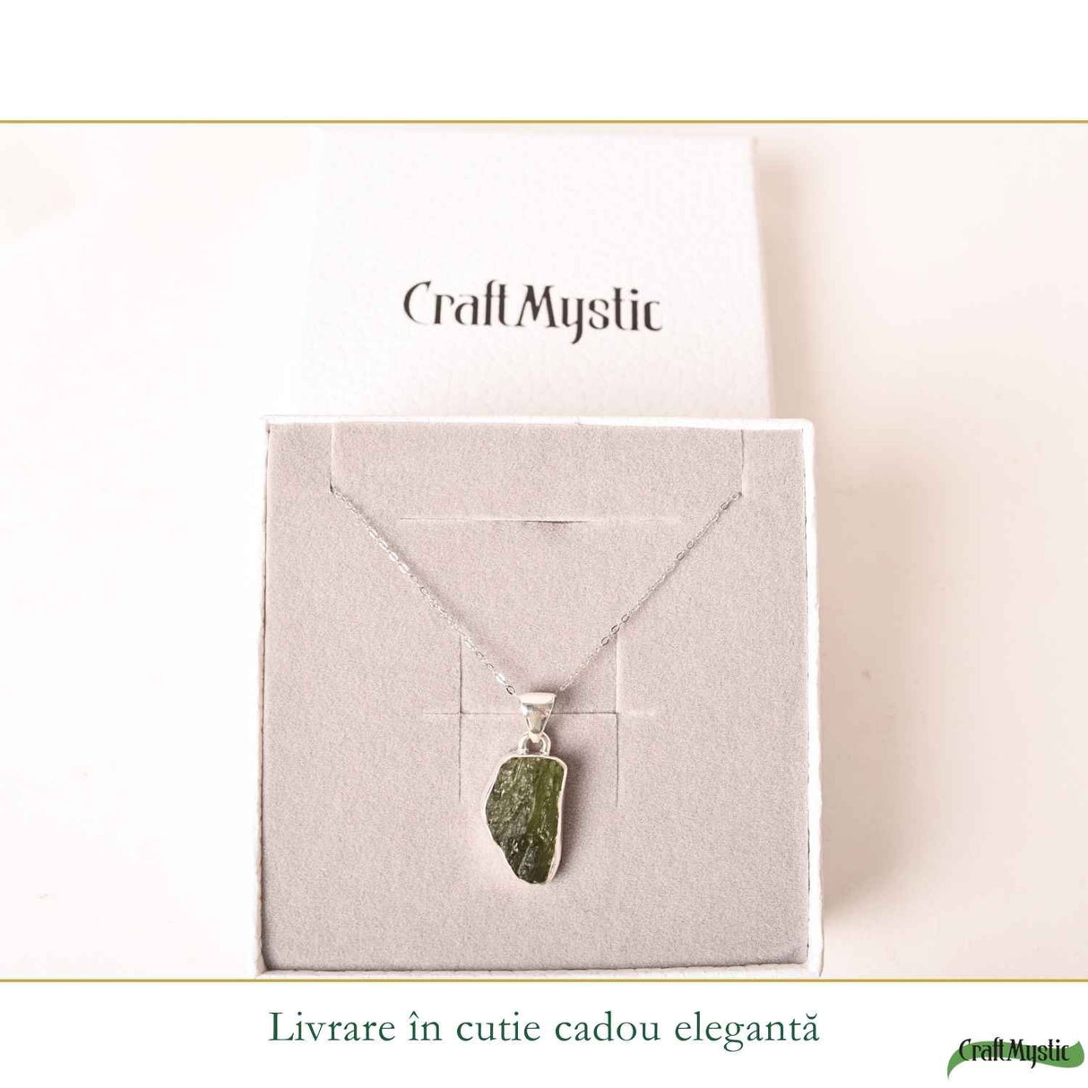 Colier Moldavit Brut Neuniform Argint 925 – Claritate si Transformare Autentics