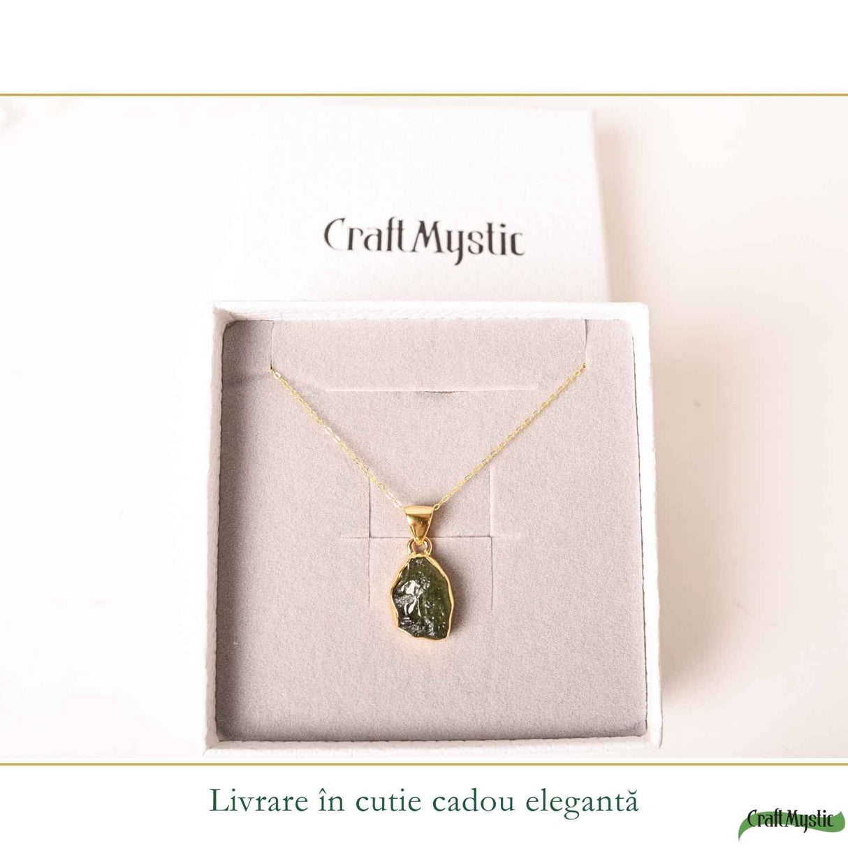 Colier Moldavit Brut Neuniform Argint 925 Placat cu Aur de 18k – Claritate si Transformare Interioara