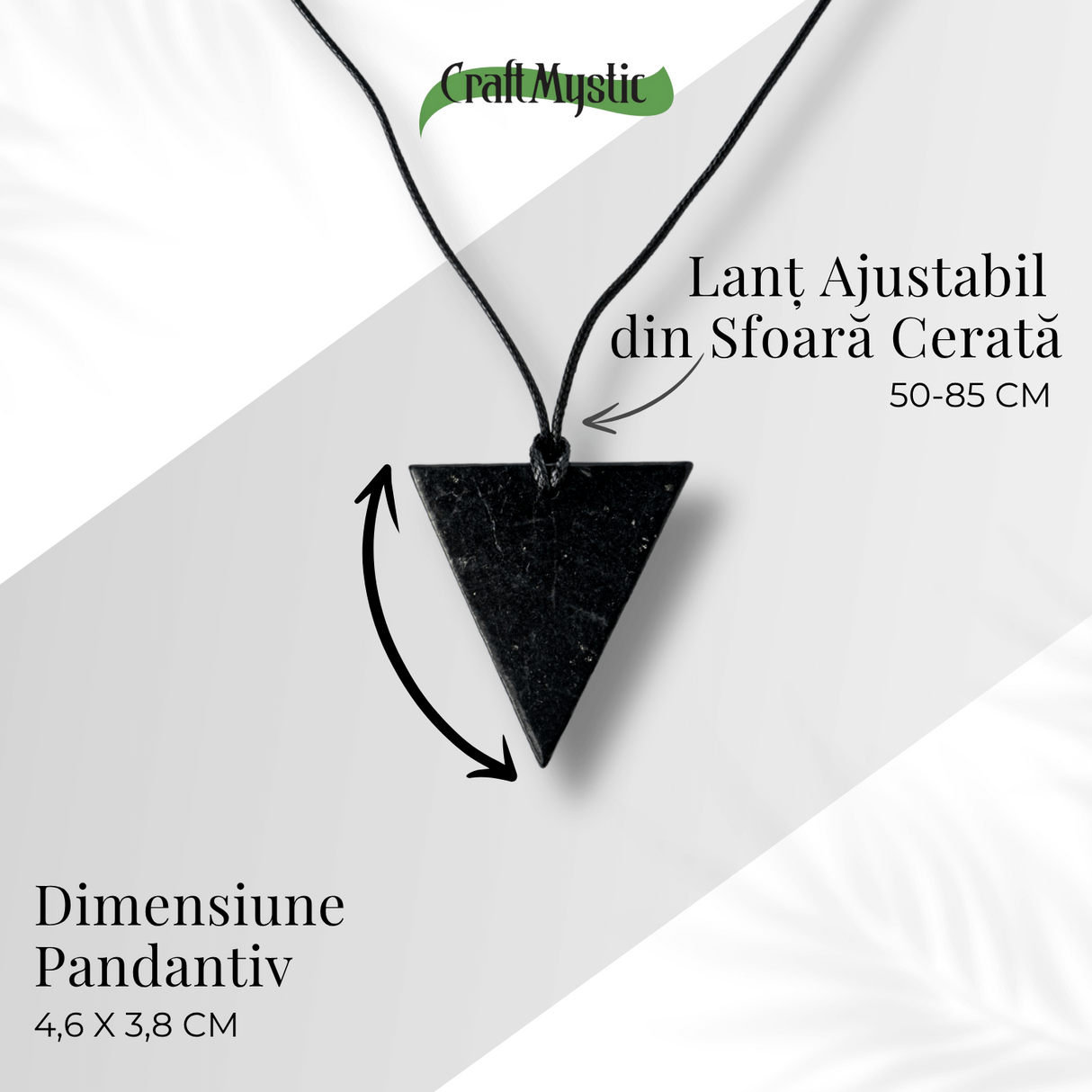 Colier cu Pandantiv Triunghiular din Shungit Natural - Protectie Energetica si Echilibru Interior