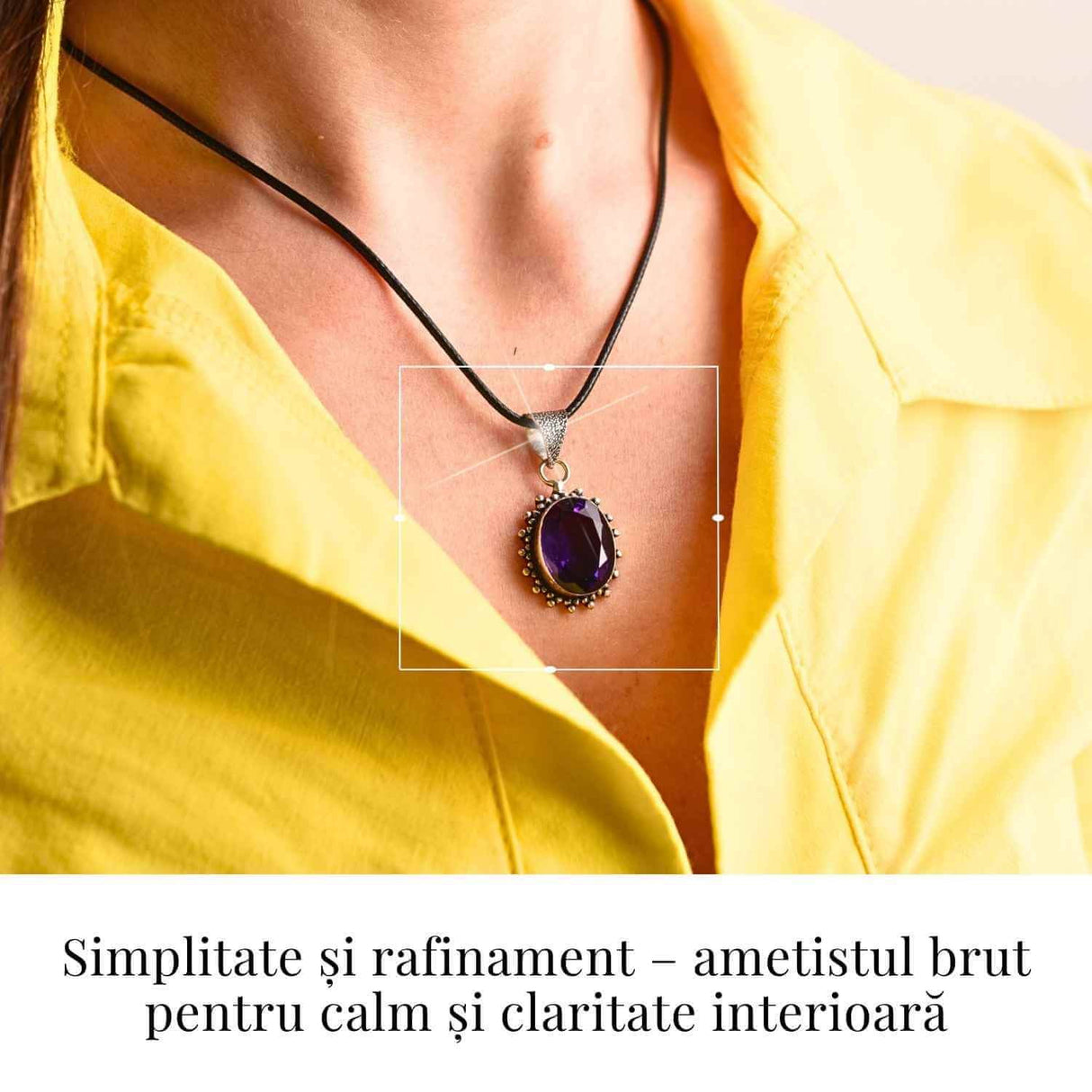 Colier Ametist Fatetat Oval Floare - Eleganta si Calm Interior