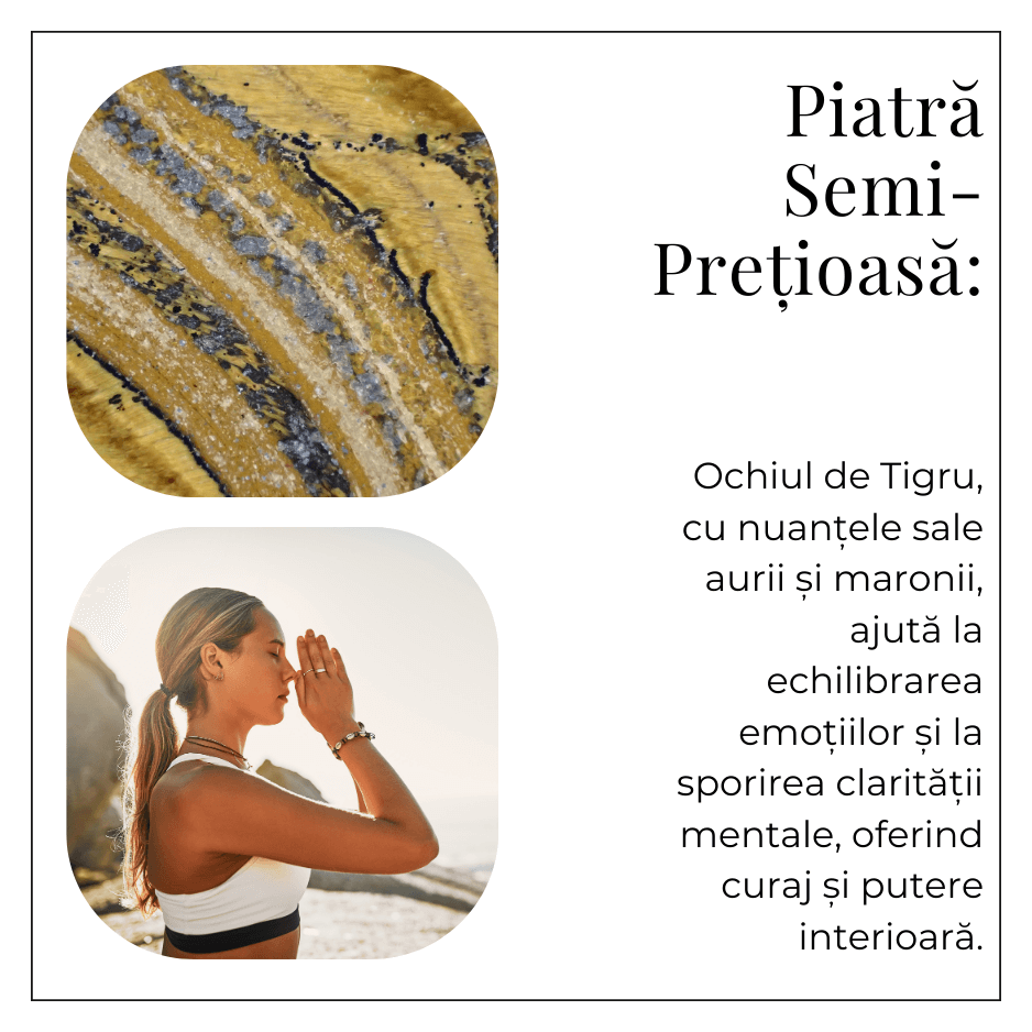 Colier cu pandantiv oval din Ochi de Tigru Natural - Protectie si Curaj