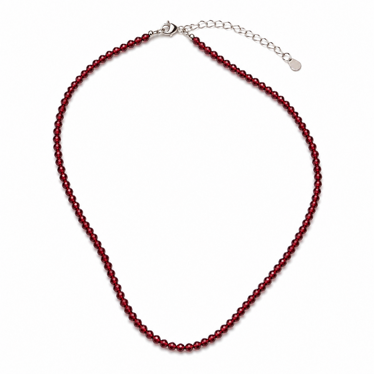 Colier Fin la Baza Gatului Tip Choker cu Granat Fatetat 2 mm – Pasiune si Energie Interioara