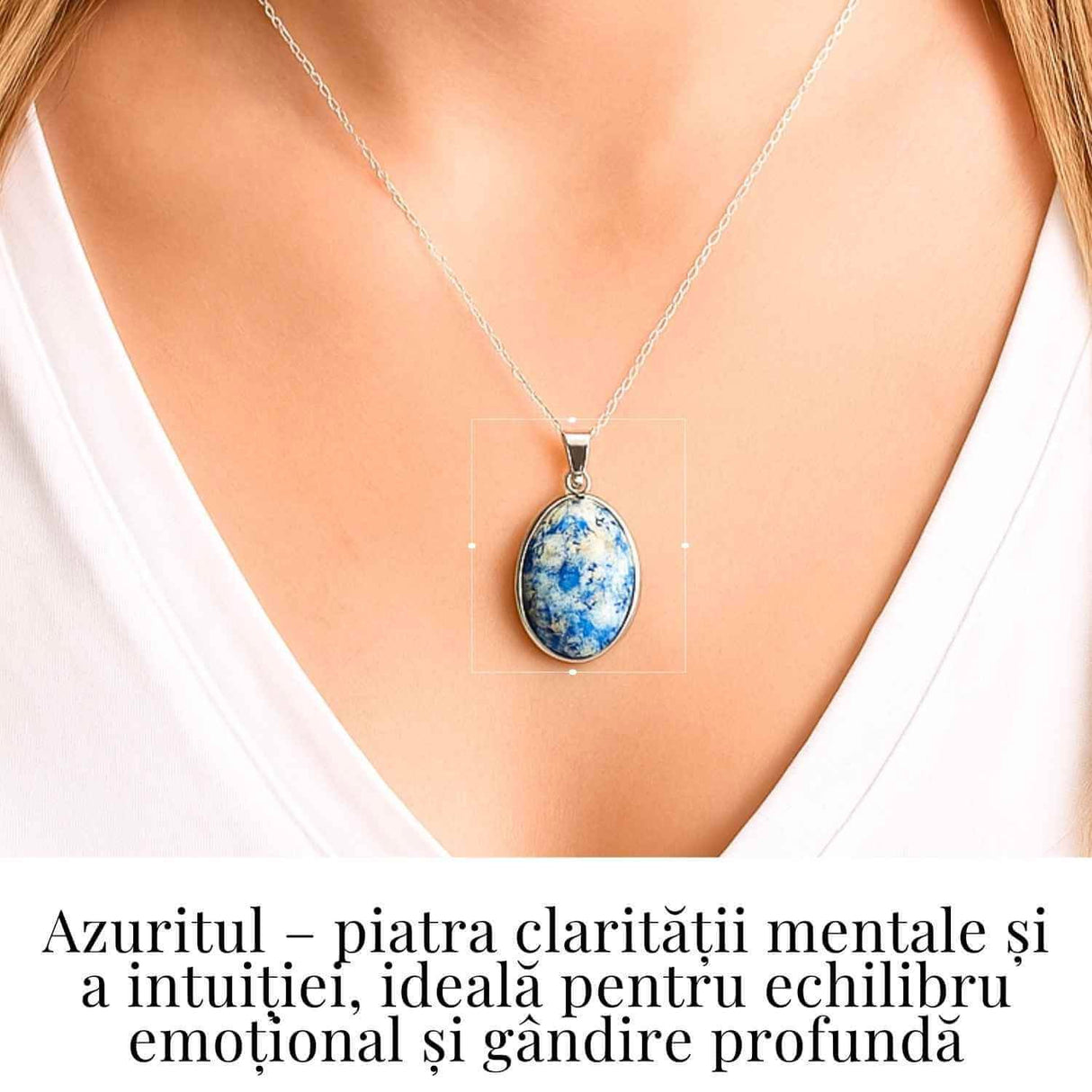 Colier cu piatra de Azurit si Argint 925, 8.76 gr - Claritate Mentala si Intuitie Amplificata