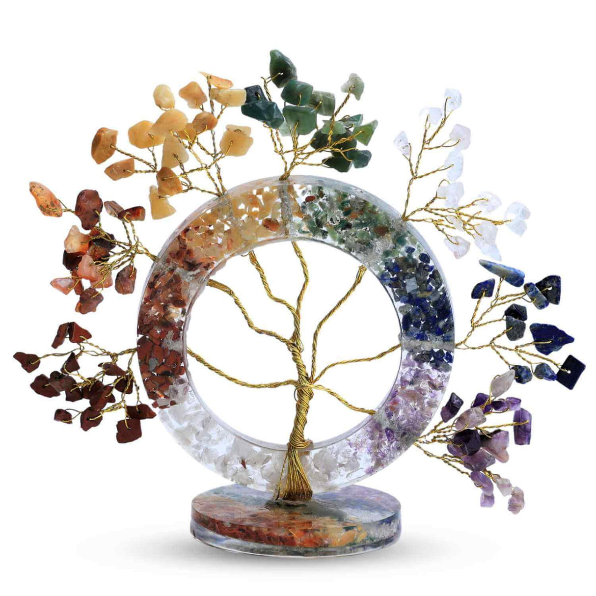 Copacel Orgonic cu 7 Pietre Naturale – Forma Inima pentru Cele 7 Chakre