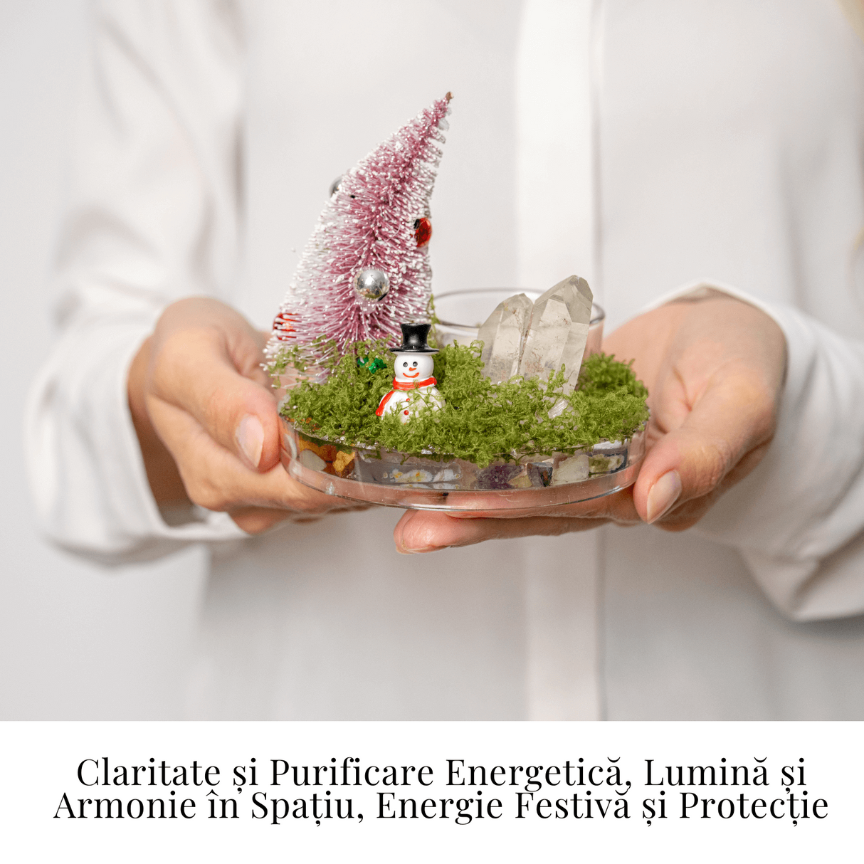 Suport Lumanare cu Cuart Transparent – Claritate, Lumina si Energie Festiva