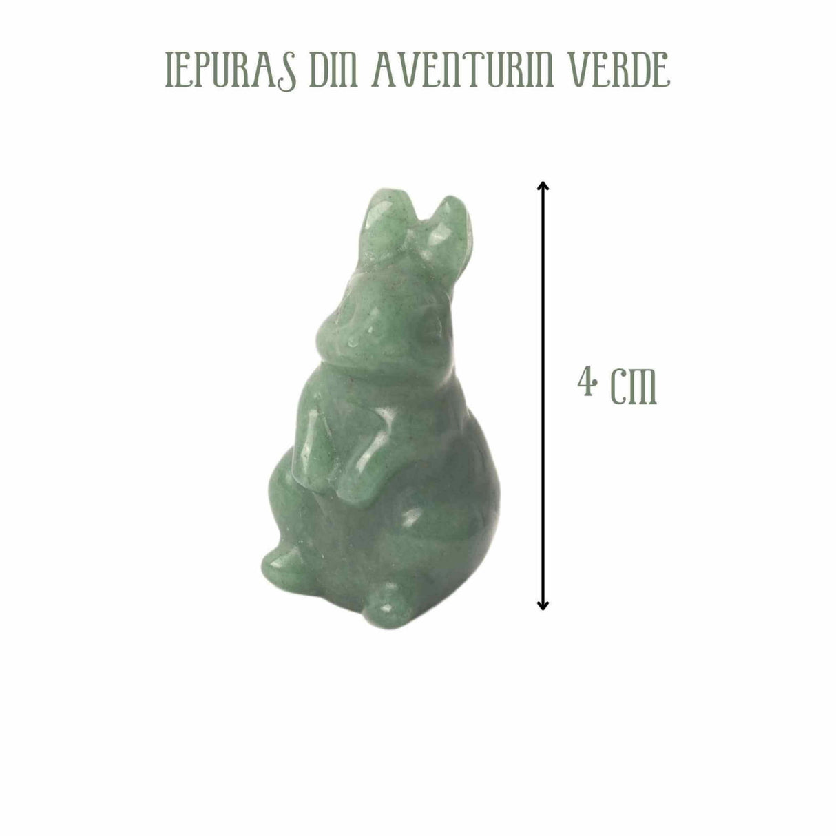 Figurina 4 cm cu forma de iepure sculptata manual din Aventurin Verde natural - Cristale si pietre vindecatoare semipretioase cu animale