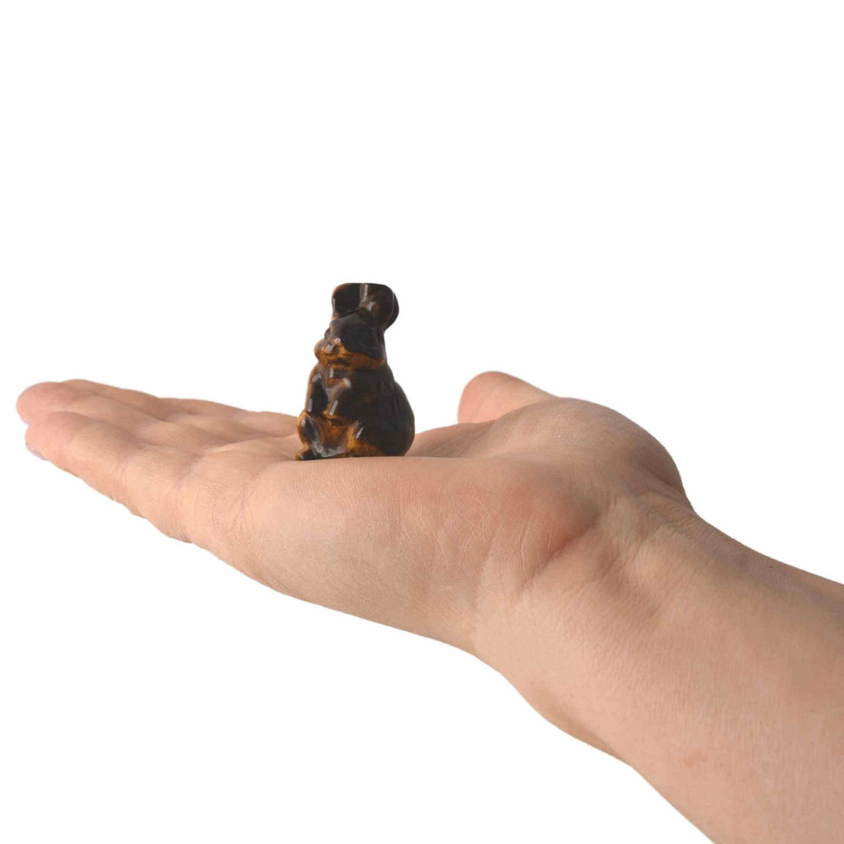 Figurina 4 cm cu forma de iepure sculptata manual din Ochi de tigru natural - Cristale si pietre vindecatoare semipretioase cu animale