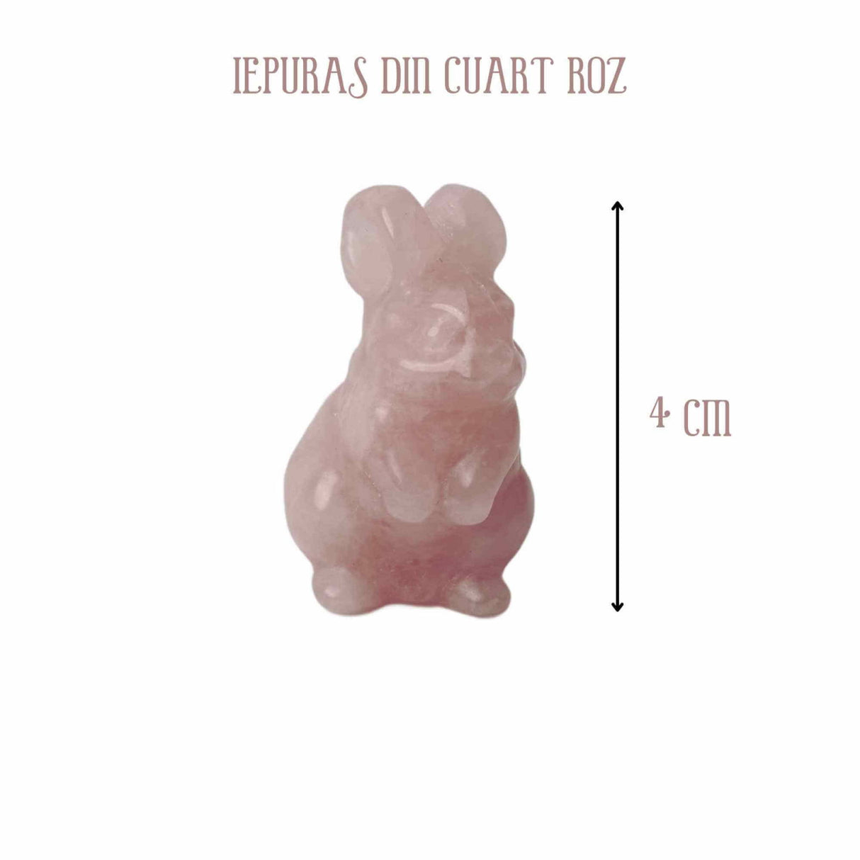 Figurina 4 cm cu forma de iepure sculptata manual din Cuart Roz natural - Cristale si pietre vindecatoare semipretioase cu animale
