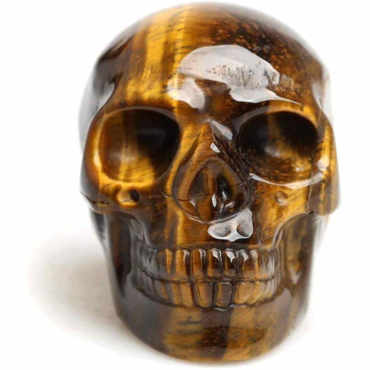 Craniu 5 cm sculptat manual din cristal de Ochi de tigru piatra semipretioasa vindecatoare Figurina artistica pentru decor de Halloween, decoraratiune pentru biroul de acasa