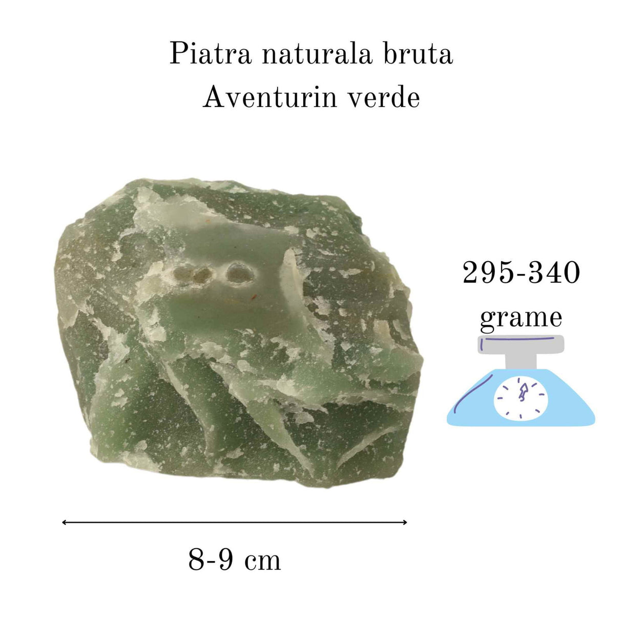 Cristal natural unicat Aventurin Verde pietre brute 8-9 cm - Pietre semipretioase pentru echilibru si calmare emotionala