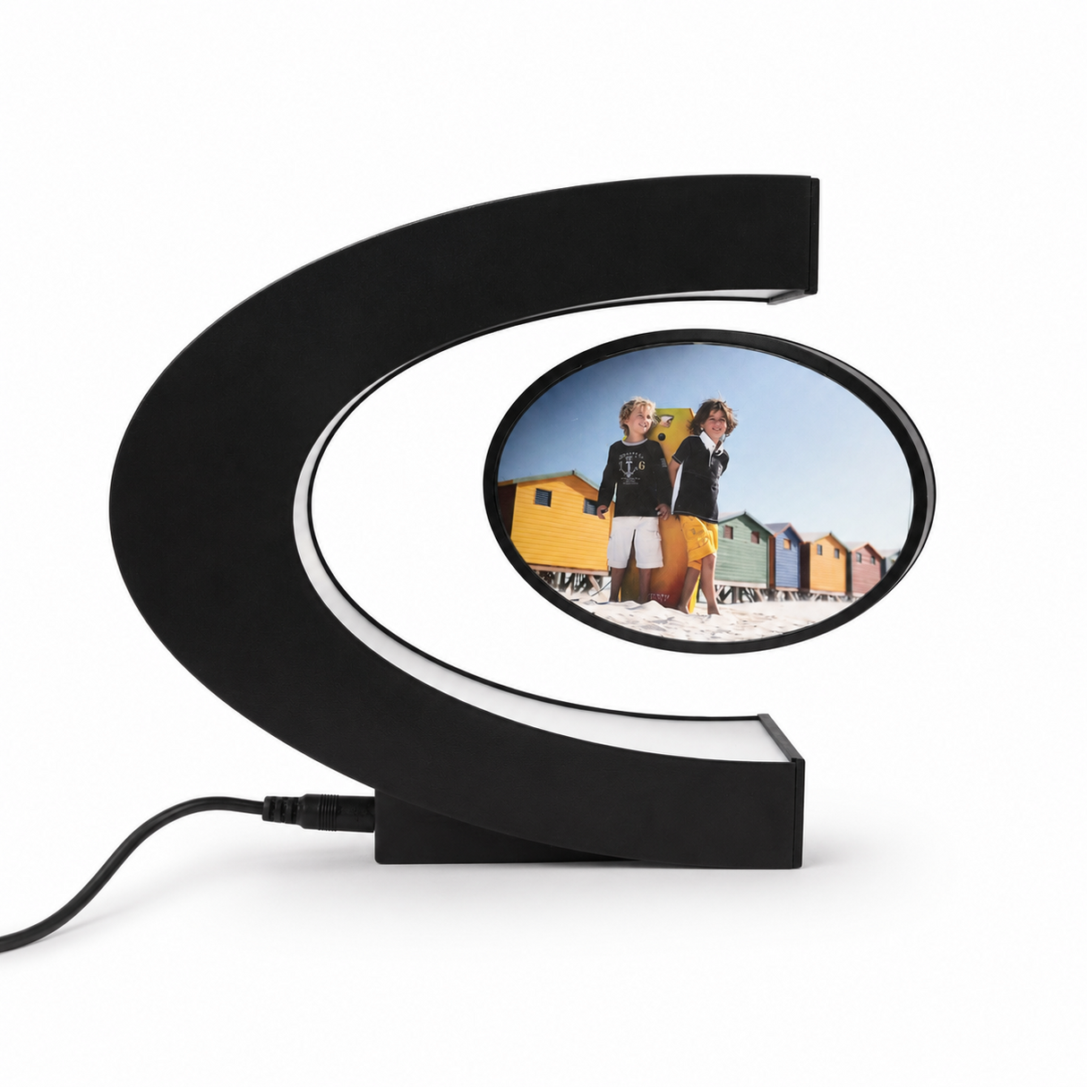 Rama Foto Magnetica Levitanta Forma C cu Iluminare RGB si Rotire 360°