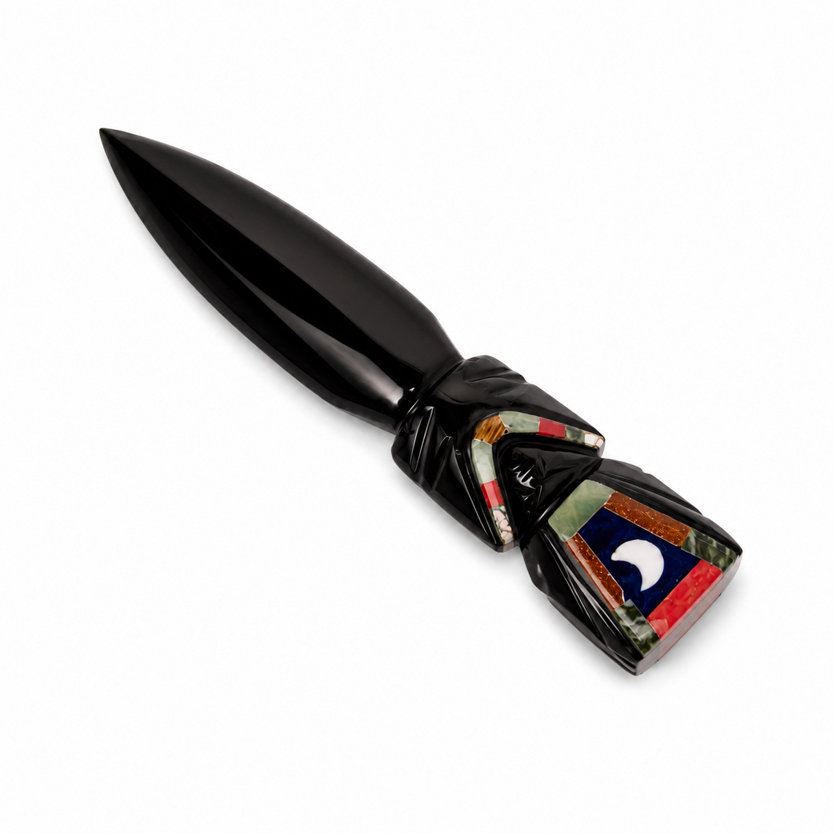 Cutit Ritualic din Obsidian Negru Mexican Lucrat Manual – Claritate si Transformare