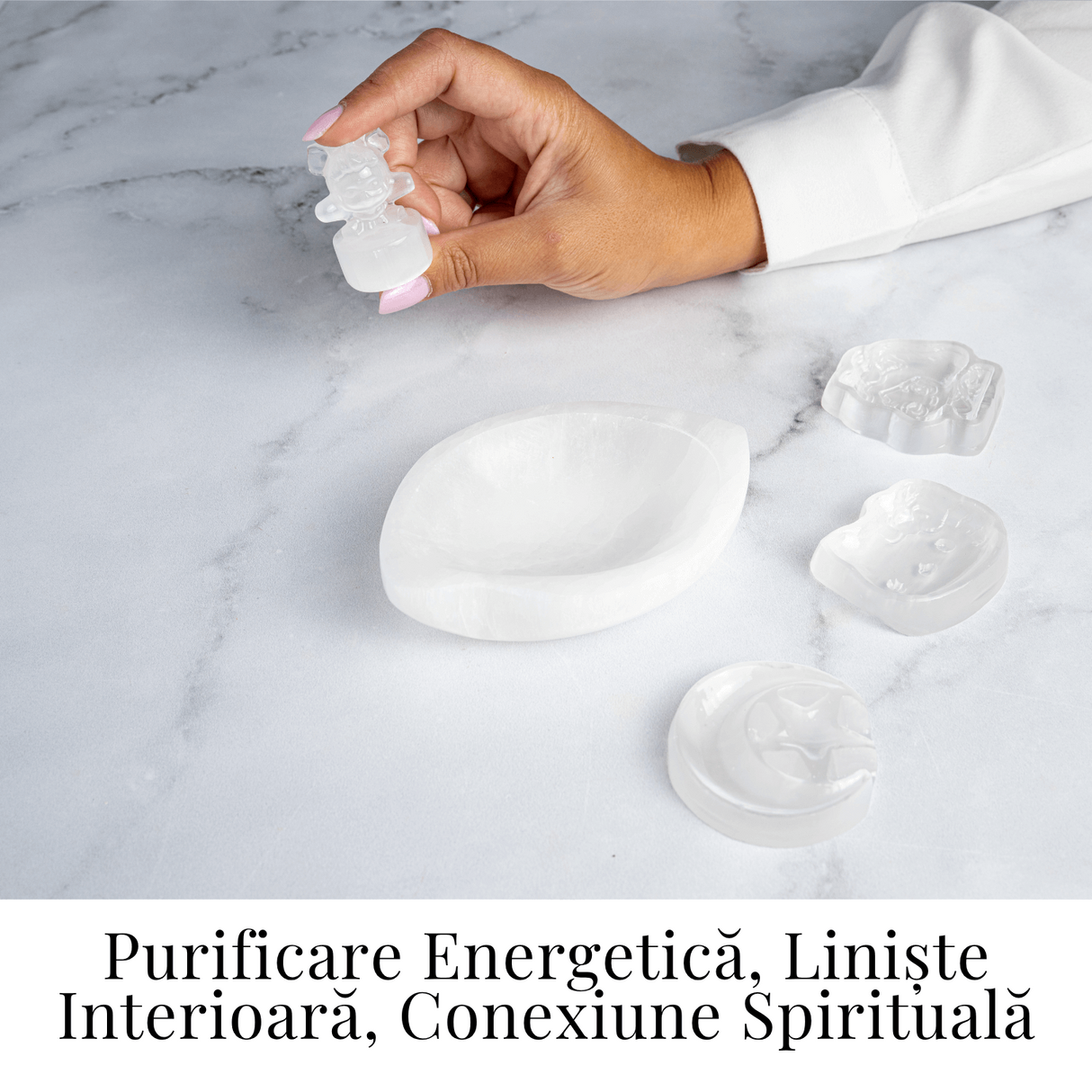 Bol din Selenit Natural - Purificare Energetica si Incarcare Cristalina