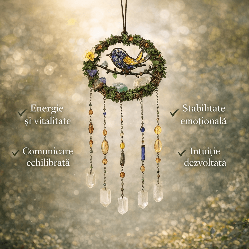 Dreamcatcher cu pietre naturale pentru echilibru, calm si intentie personala