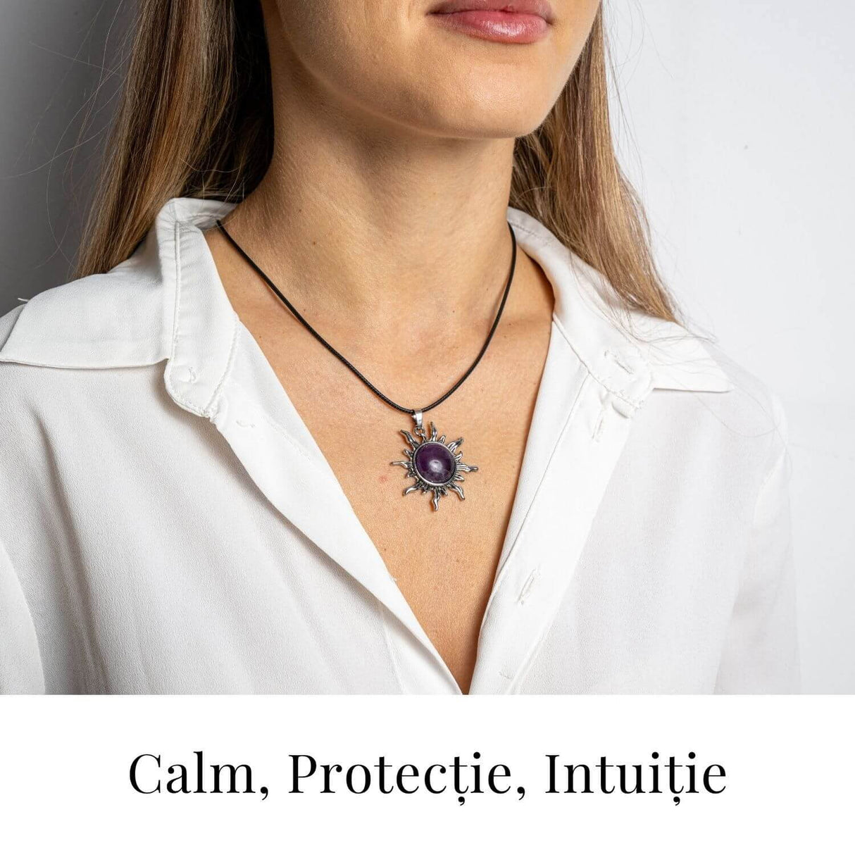 Echilibru si Spiritualitate - Colier Soare cu Ametist Natural