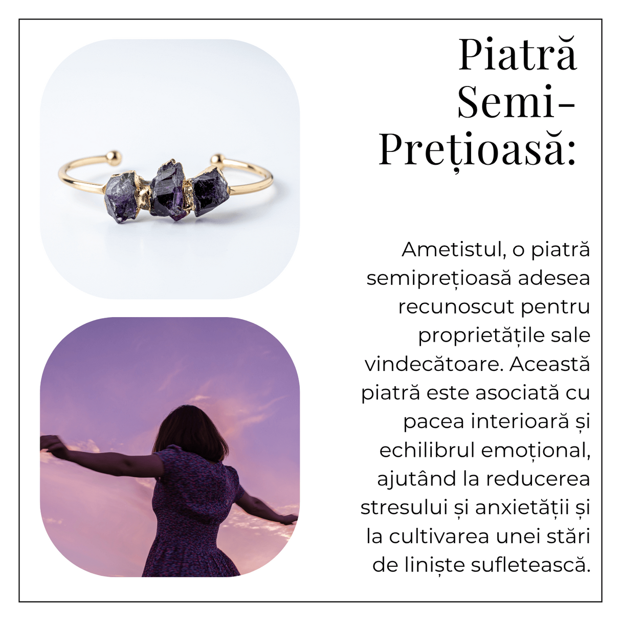 Bratara Cupru cu Ametist Brut - Claritate si Echilibru Interior
