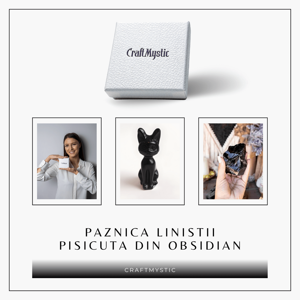 Paznica linistii – Pisicuta din Obsidian pentru Protectie si Claritate 5 cm inaltime
