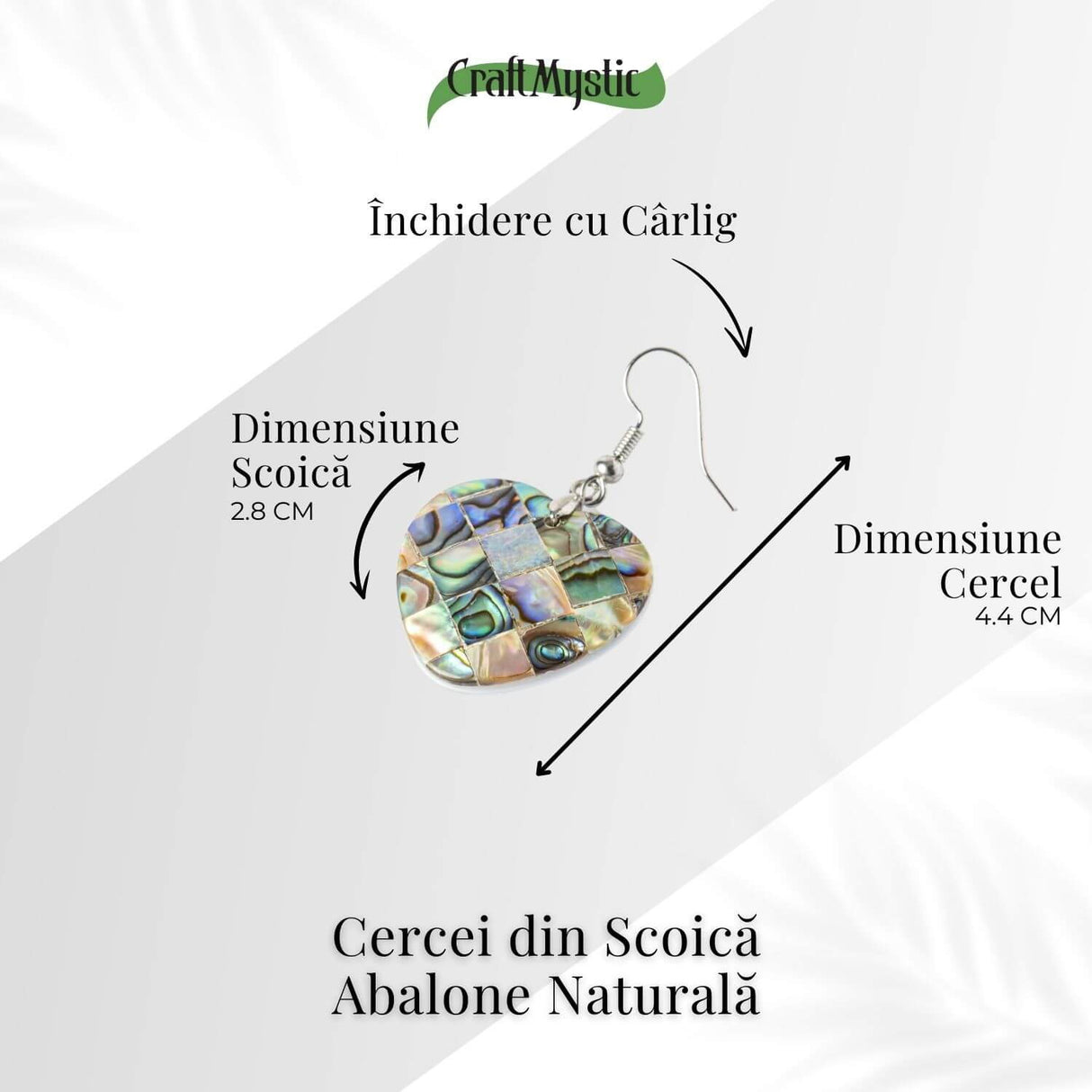 Armonie si Frumusete Naturala - Cercei Inima cu Scoica Abalone