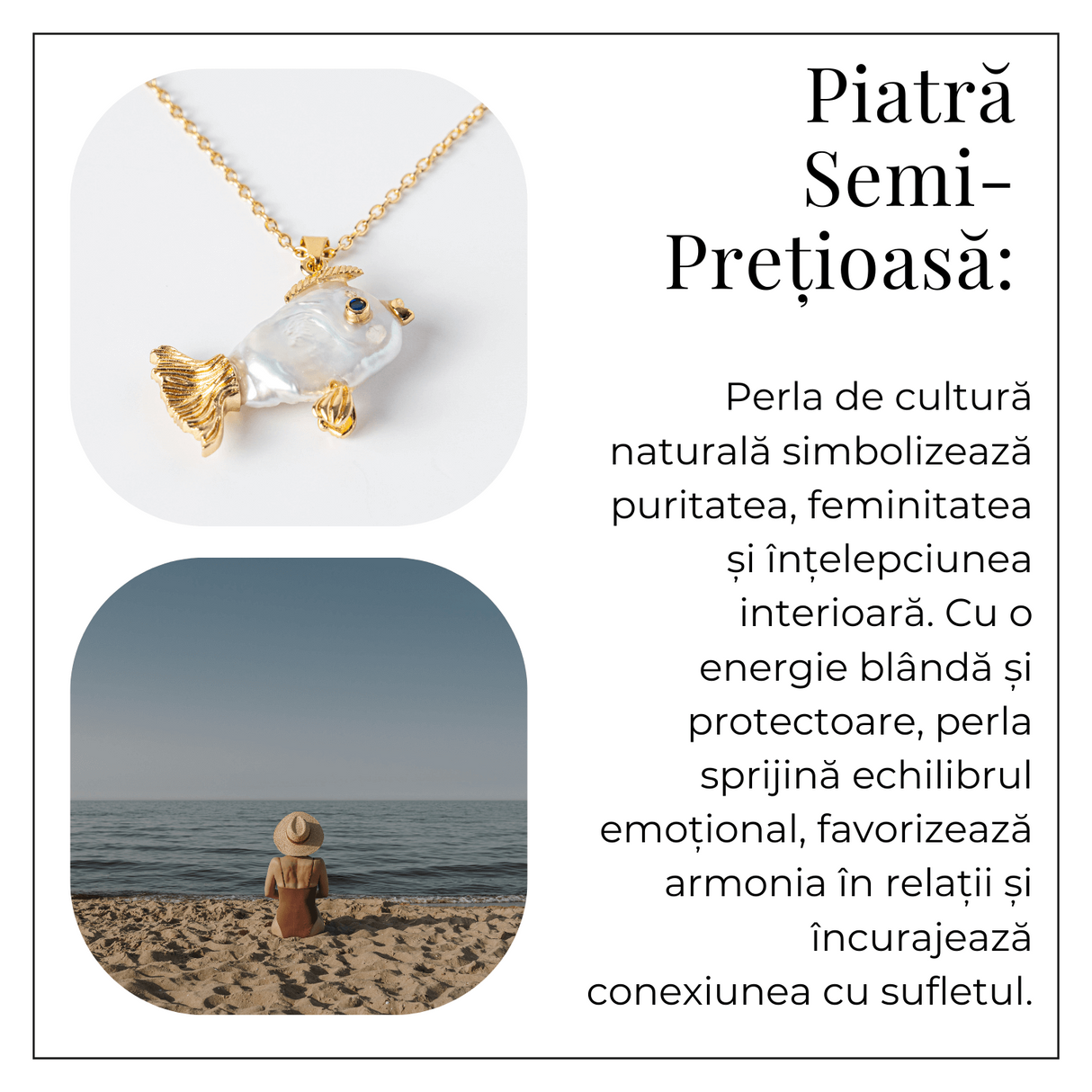 Noroc si Puritate - Colier Peste cu Perla Naturala, Placat Auriu