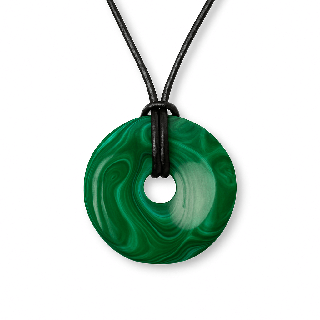 Colier Malachit Natural Pi pe Snur Reglabil - Transformare, Protectie si Echilibru Interior