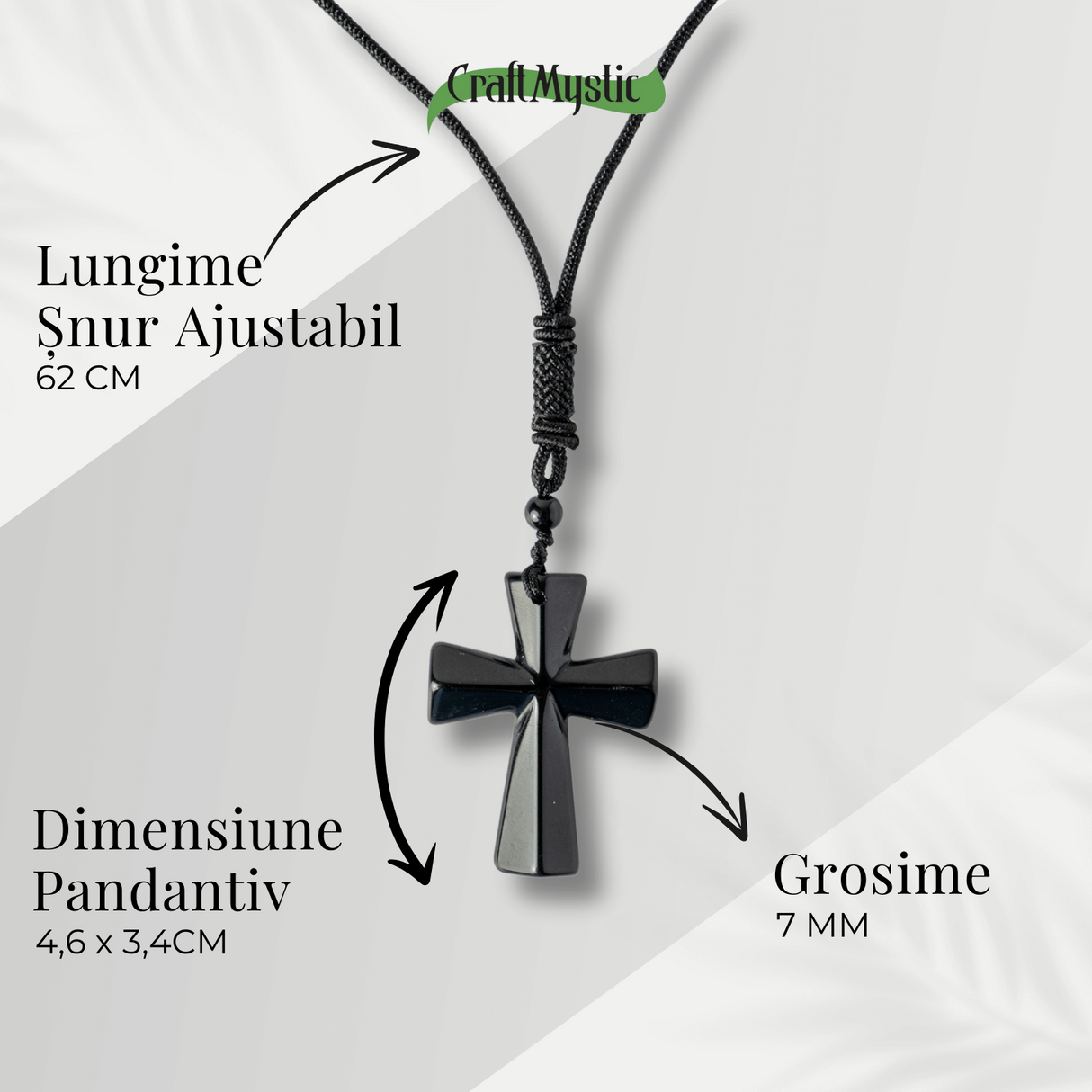Putere si Protectie - Colier Cruce din Obsidian Natural