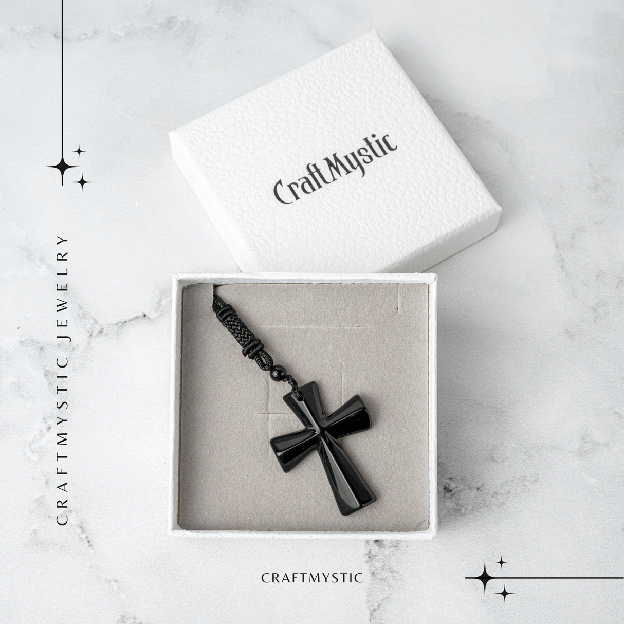 Putere si Protectie - Colier Cruce din Obsidian Natural