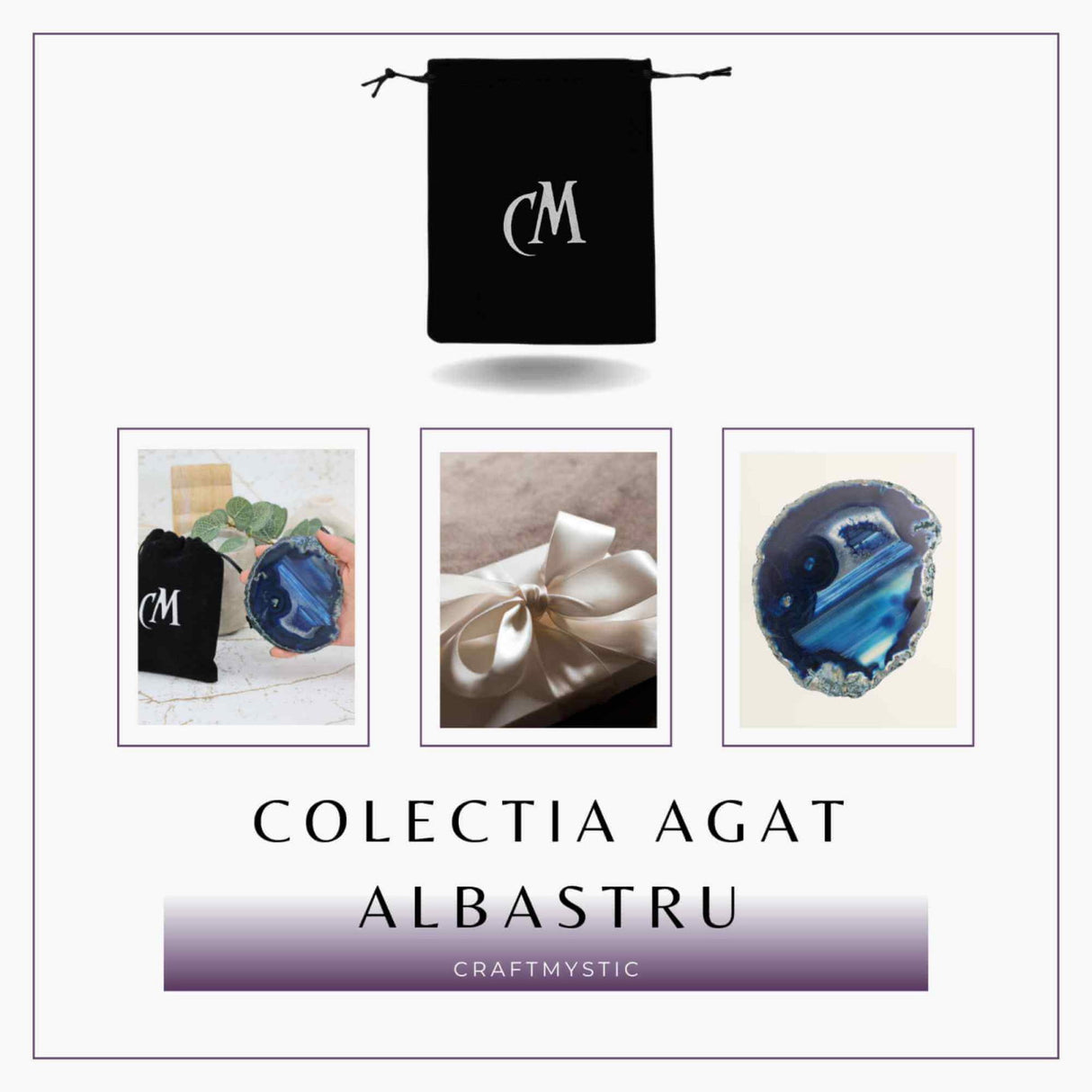 Felie de Agat Albastru 10-11 cm in Forma Neregulata - Imbunatateste Creativitatea si Energia Pozitiva