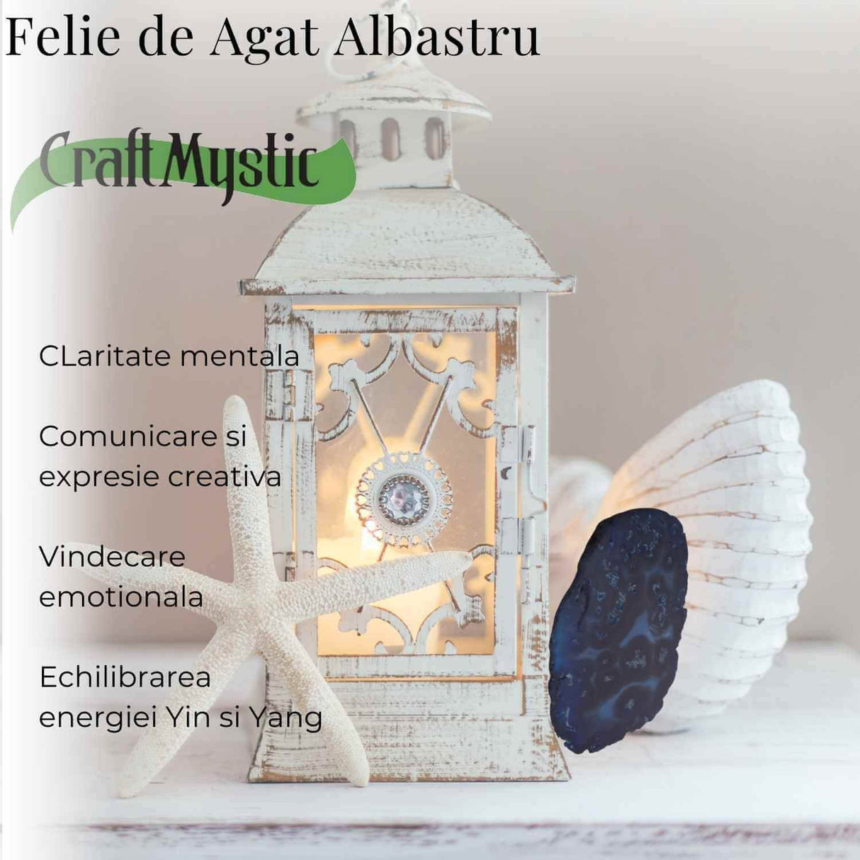 Felie de Agat Albastru 14-15 cm – Calm si Claritate Mentala