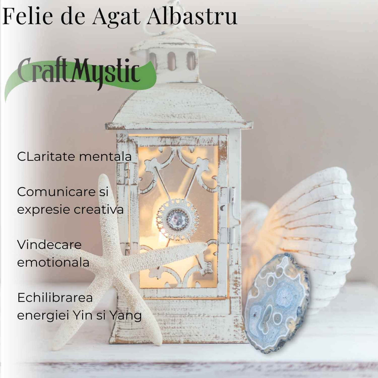 Felie de Agat Albastru 9-10 cm – Calm si Claritate Mentala